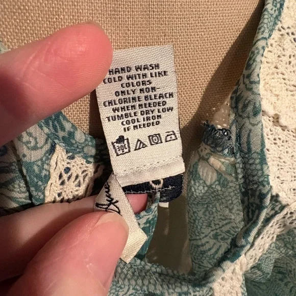 American Rag Teal Button-Down Blouse with Lace - Picture 8 of 8